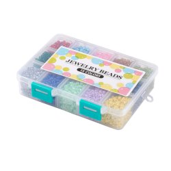 Seedbead-Mix,, 4 mm gr&ouml;sse #6, 15 verschiedene Farben, ca. 5850 Perlen, 1 Stk.