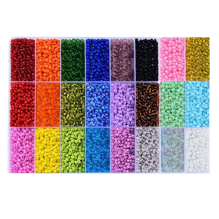 Seed bead mix in box, 2mm size #12, 24 mixed colors, ca. 14000 beads, 1 pc