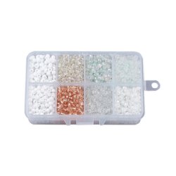 Seedbead-Mix,, 4x3 mm gr&ouml;&szlig;e #6, wei&szlig;, ca. 1900 Perlen, 1 Stk.
