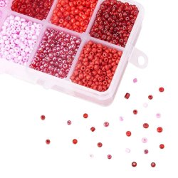 Seed bead-Mix, 3 mm, grsse #8, rot und pink, ca. 4200 Perlen, 1 Stk.