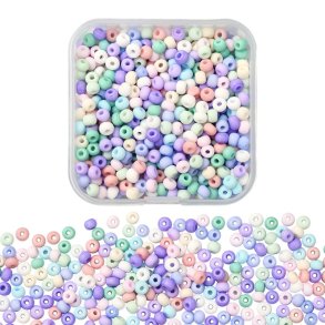 Seed bead mischung in Box, opake matte Farben, 4 mm / #6, ca. 550 Stck