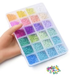 Seed bead mischung in Box, opake Farben, 3 mm / #8, 24 verschiedene, ca. 6000 St&uuml;ck
