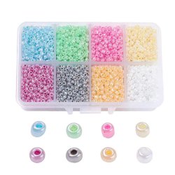 Seedbead-Mix, 3 mm, grsse #8, mix pastelfarben mit glanz, ca. 4200 Perlen, 1 Stk.