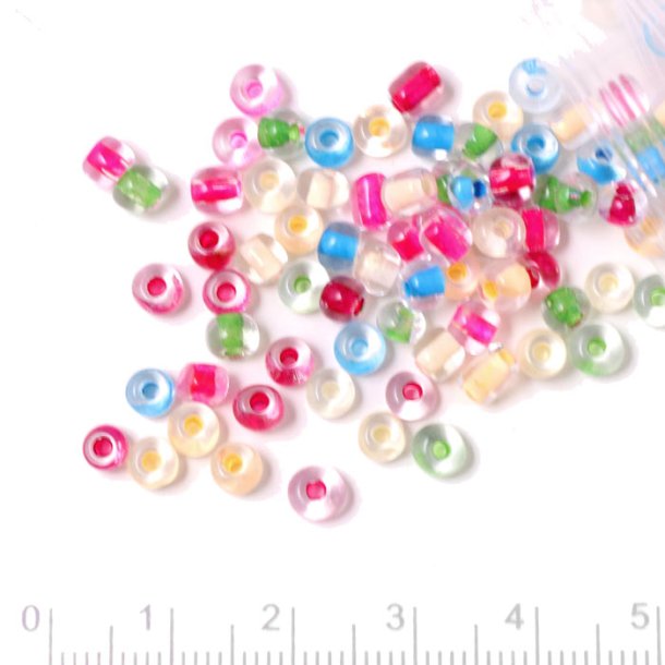 Seedbead-Mix, verschiedene helle Farben, unebene gr&ouml;&szlig;e #6, 10 Gr., ca. 120 Perlen