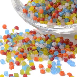 Seed bead mix in a bag, different colors, mat, 3mm, size #8, ca. 600 beads, 1 pc