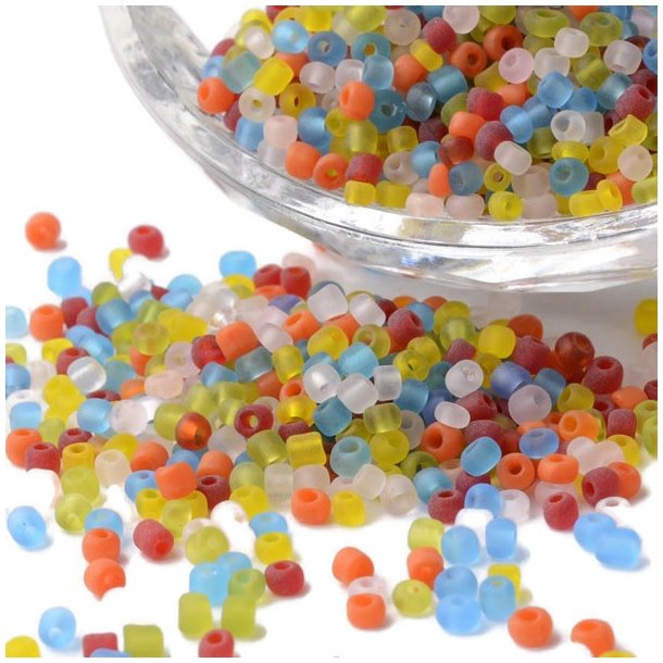 Seedbead-Mix in T&uuml;te, verschiedene Farben, matt, 3 mm gr&ouml;&szlig;e #8, ca. 600 Perlen, 1 Stk.