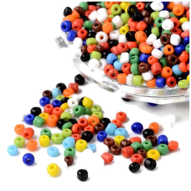 Seedbead-Mix, verschiedene Farben, 3 mm gr&ouml;&szlig;e #8, 20 Gr. ca. 550 Perlen, 1 Stk.