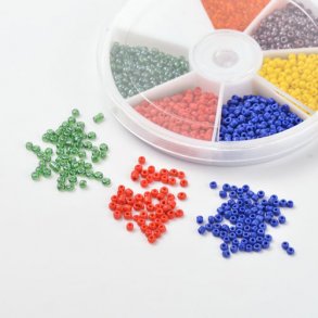Seed bead mix in flat box, mixed colors, 2 mm, ca. 2100 beads, 1 pc