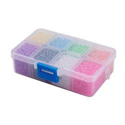 Seed beads, Gre #12, glnzende Farben, 8 verschiedene, 2 mm, ca. 12500 Perlen, 1 Stk