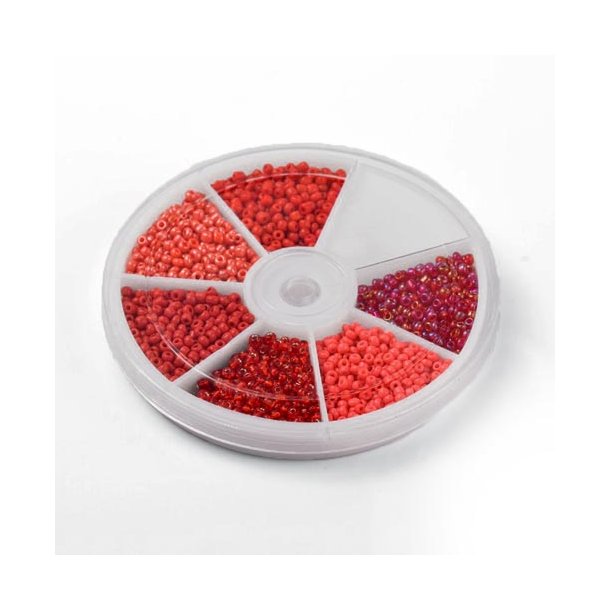 Seedbead-Mix, rote farben, 3 mm, ca. 1270 Perlen, 1 Stk