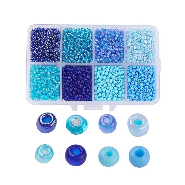 Seedbead-Mix, Gre #12, blau und trkis, 2 mm, ca. 12500 Perlen, 1 Stk.