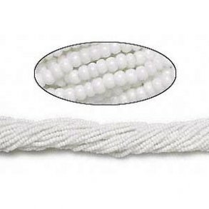 Glass seed bead, white, opaque, 2x1.5 mm, 1900pcs.
