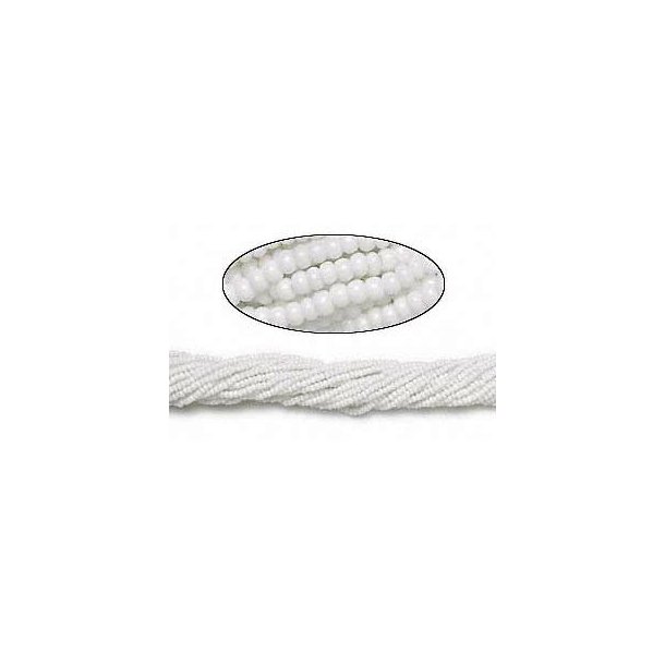 Glass seed bead, white, opaque, 2x1.5 mm, 1900pcs.