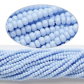 Glass seed bead, light blue, opaque, 2x1.5 mm, 1900pcs.