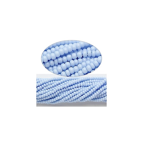Glass seed bead, light blue, opaque, 2x1.5 mm, 1900pcs.