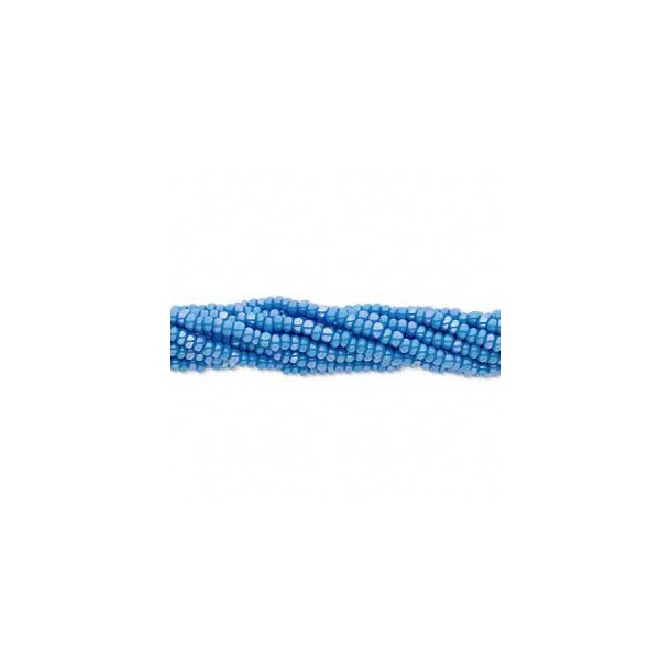 Glass seed bead, iridescent blue, 2x1.5 mm, 1900pcs.