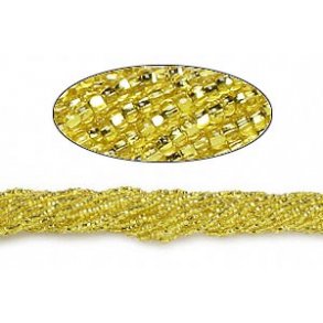 Glas seed bead, gul, transparent, 2x1,5 mm, ca. 1900 stk.
