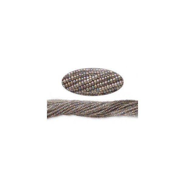 Glass seed bead, iridescent paradise gray, 2x1.5 mm, 1900pcs.