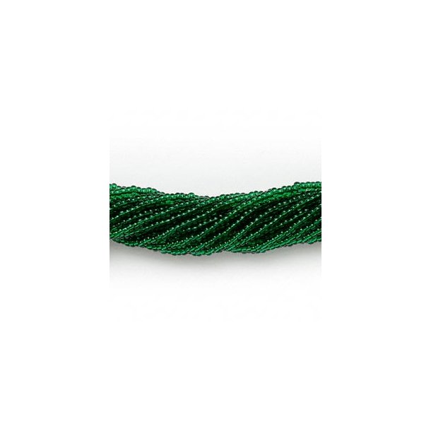 Glass seed bead, dark green, transparent, 2x1.5 mm, 1900pcs.