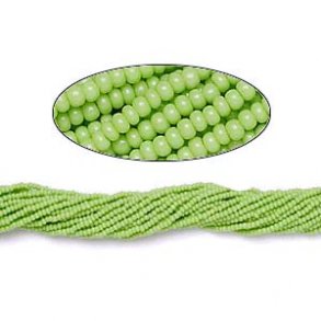 Glas seed bead, opak sommer grn, 2x1,5 mm, ca. 1900 stk.
