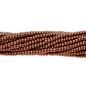 Glas seed bead, mat metallic, kobber, opak, 2x1,5 mm, ca. 1900 stk.