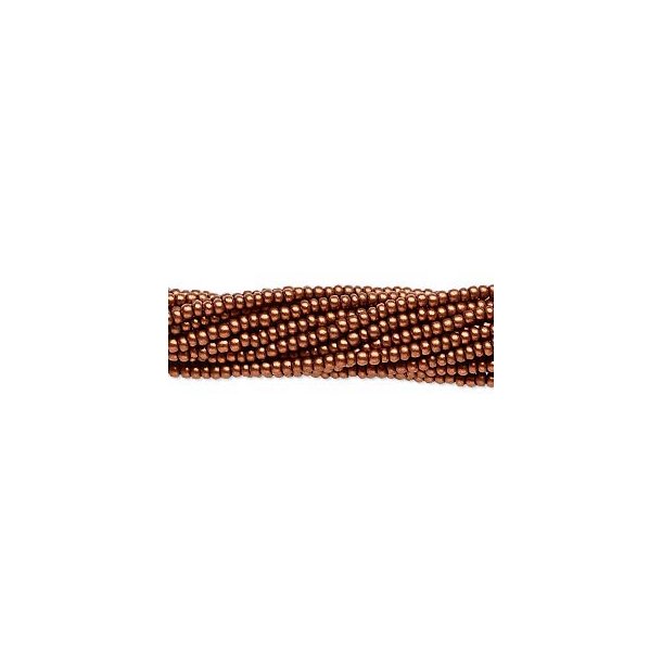 Glass seed bead, matte metallic, dark copper, opaque, 2x1.5 mm, 1900pcs.