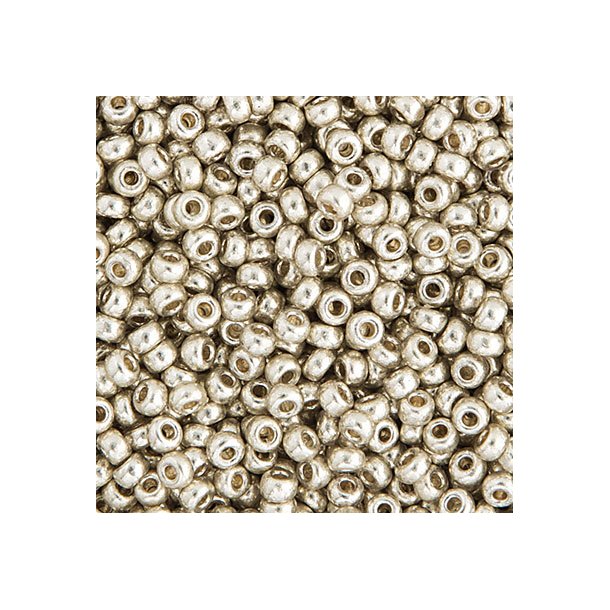 Miyuki seed bead, Galvaniseret Duracoat slv, strrelse #11, 2x1,5 mm, 2250 stk