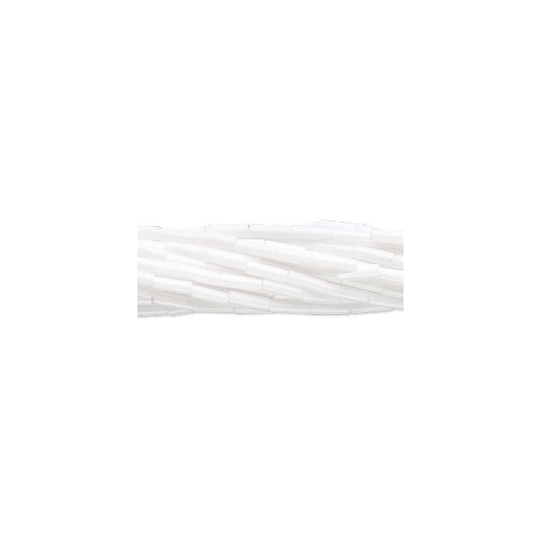 Glass bugle bead, oblong, opaque white, 6x2 mm, 450pcs.