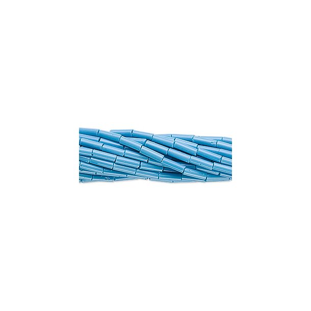 Glass bugle bead, oblong, opaque blue, 6x2 mm, 450pcs.