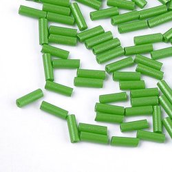 Bugle Beads, Glas, lnglich, opak, grn, 6-6,5x2 mm, ca. 280 Stk