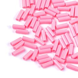 Bugle Beads, Glas, lnglich, opak, rosa, 6-6,5x2 mm, ca. 280 Stk