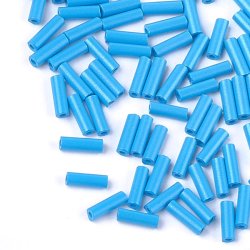 Bugle Beads, Glas, lnglich, opak, blau, 6-6,5x2 mm, ca. 280 Stk