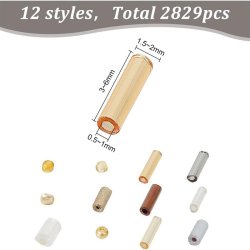 Rohrperlen und Rocailles, Perlenset mit 12 verschiedenen, braun-goldenen Farbt�nen