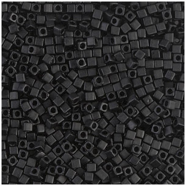 Miyuki, glass square seed bead, matte black, opaque, 1,8mm, 5g, ca. 420pcs