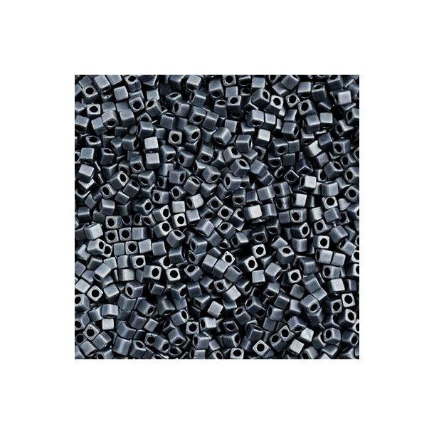 Miyuki, glass seed bead, square, matte metallic luster, opaque, 1.8x1.8mm, 5g, ca. 420pcs