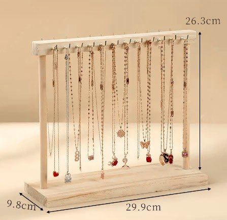 Schmuckständer für Halskette und Armband, mit 24 Haken, holz und Metall, 30x10x26 cm, 1 stk