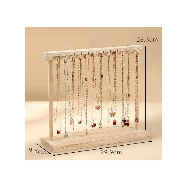 Jewellery stand, for necklaces and bracelets etc. pine wood, 30x10x26 cm, 1 stk