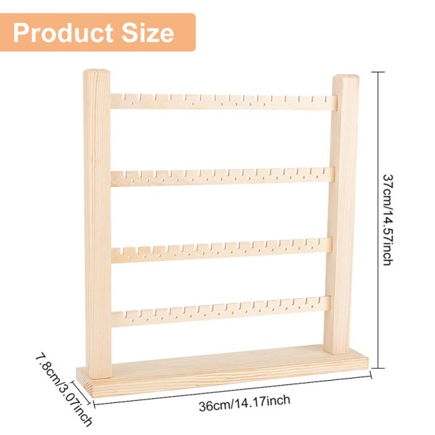 Jewellery stand, 4-racks, for earrings, necklaces etc. pine wood, 36x37x8 cm, 1 pc
