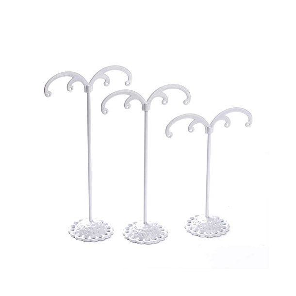 3 small and elegant jewelry stands, white