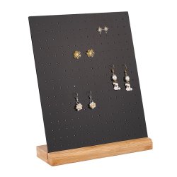 Ohrstecker-Stnder, schwarzes Acryl mit Holzsockel, bis 112 Paar, 26x21 mm, 1 Stck