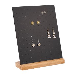 Ohrstecker-Stnder, schwarzes Acryl mit Holzsockel, bis 112 Paar, 26x21 mm, 1 Stck