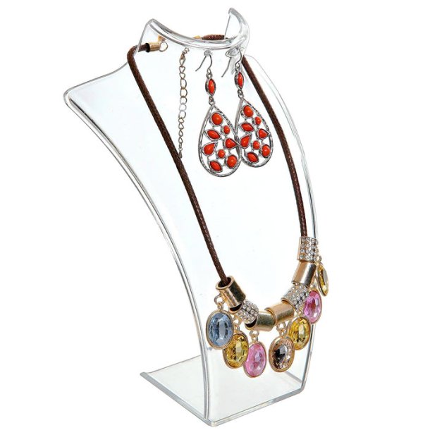 Jewelry display bust for necklace, clear plastic, 25x18x15 cm, 1 piece