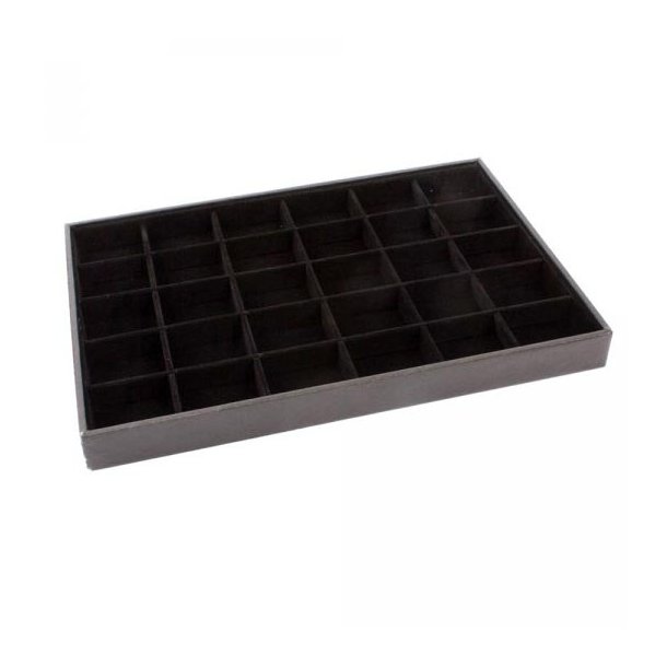 Display box for jewelry and beads, black velours, with 30 compartments, 1pc.