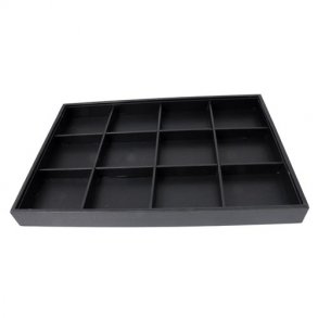 Display-Schachtel, schwarz, Kunstleder, mit 12 Fächern, 1 Stk.