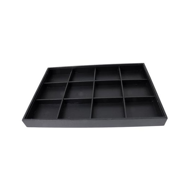 Display box, black leatherette, 12 compartments, 1pc.