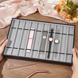 Displaybox mit klarem Kunststoffdeckel und 10 lnglichen Fchern, grau. 1 Stck.