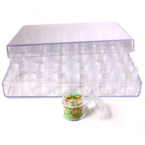 thumbnail image 2 of 1Set 14 Pack Square Clear Plastic Bead Storage Containers Box Case With 2 of 10