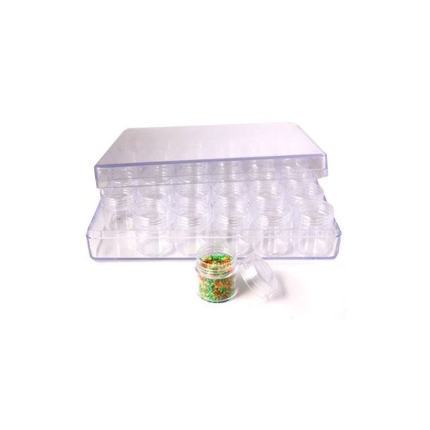 Container box with 30 screw cap vials, perfect for seed bead
