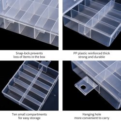 Sortimentskasten fr Perlen, 10 Fcher, Kunststoff, 125x10x30mm, 1 Stk.