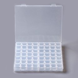 Kunststoffperlen-Sortimentsbox mit 56 losen F&auml;chern, 4 pro Reihe, 21x18x3 cm, 1 Stck